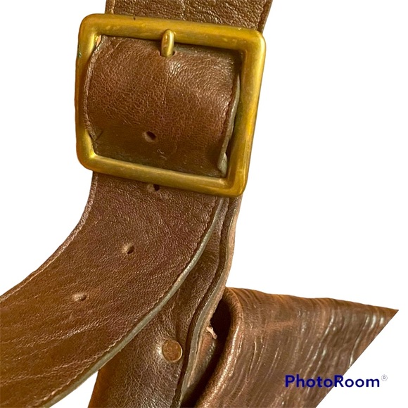 Calleen Cordero Flower Studded Brown Leather messenger bag with Adjustable Strap - Picture 5 of 12